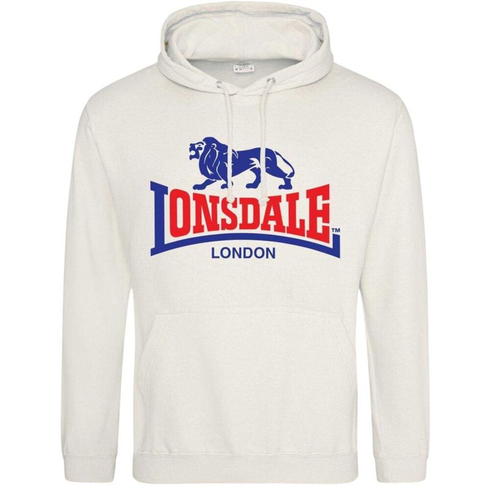 Lonsdale Mens Logo Pullover Hoodie / Vanilla